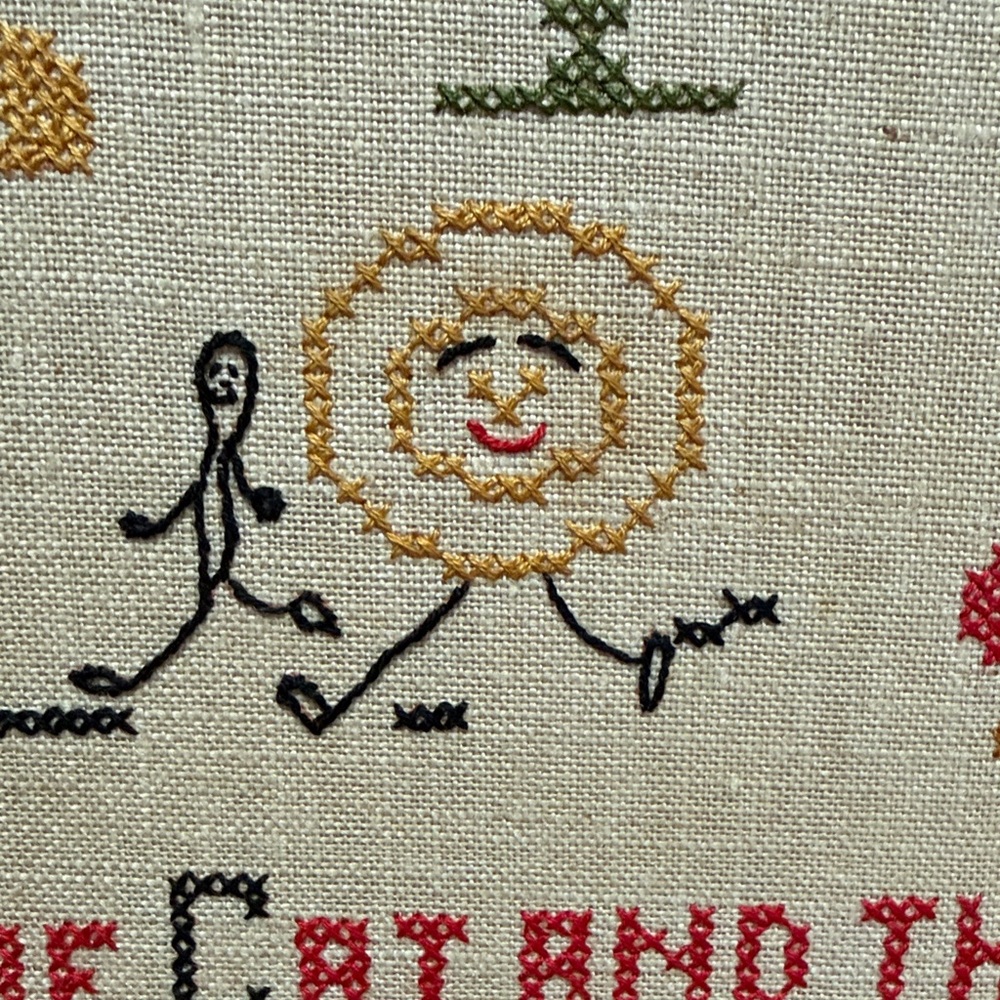 Vintage - Red Framed Alphabet and Nursery Rhyme cross stitch